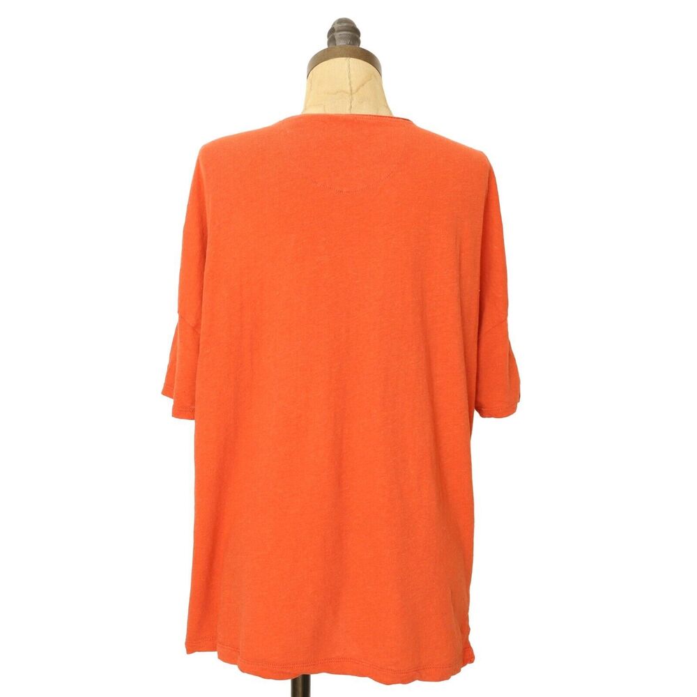 MADEWELL Raw-Edged Hangout Tee M Red Linen T-Shirt Crewneck Short Sleeve EUC B10 - Picture 3 of 6